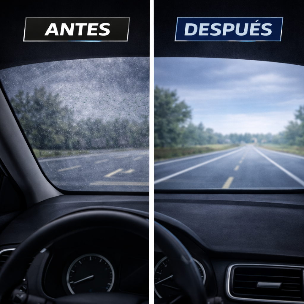 resultado cristal coche totalmente transparente sin residuos