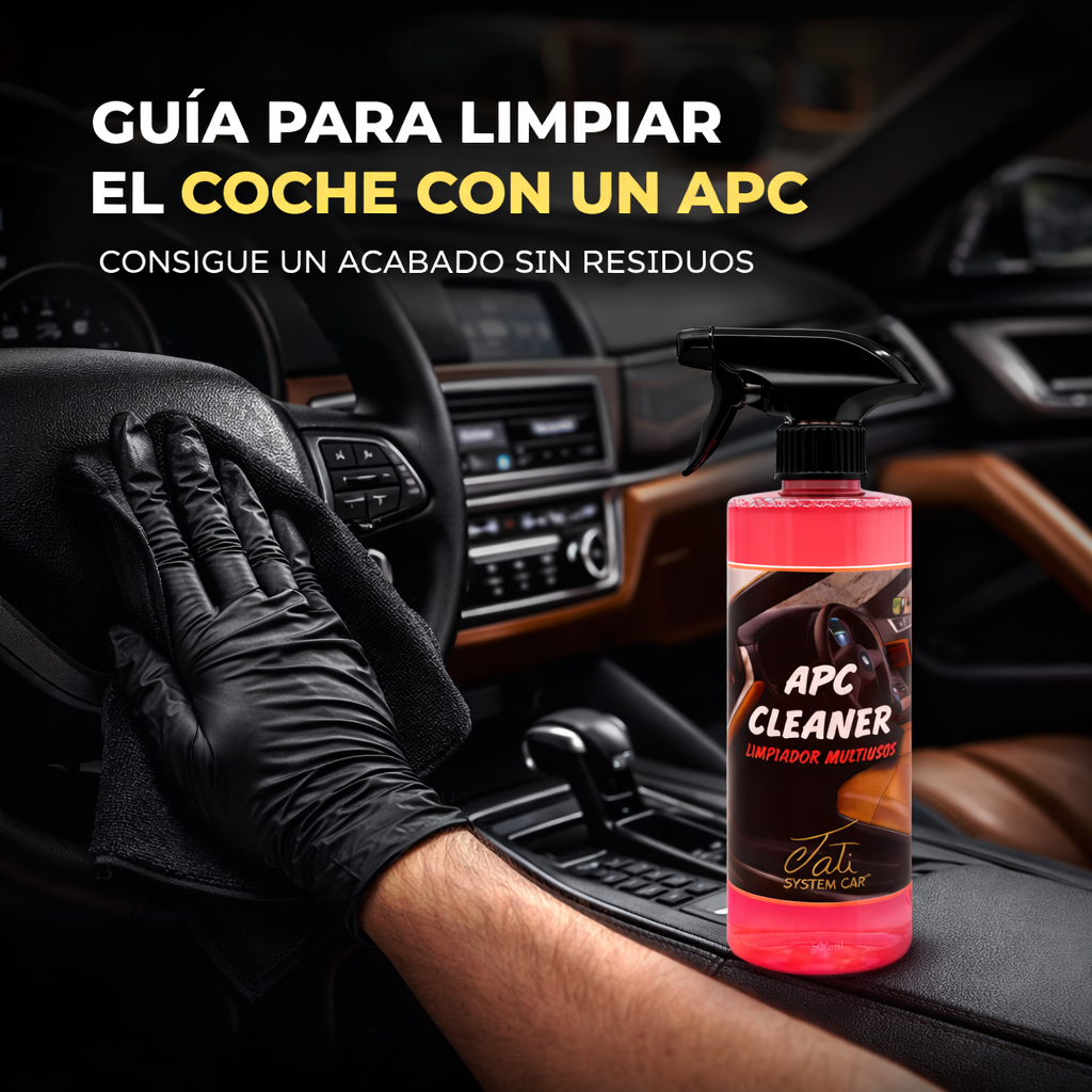 limpieza interior coche con apc usando microfibra negra sin dejar residuos ni marcas