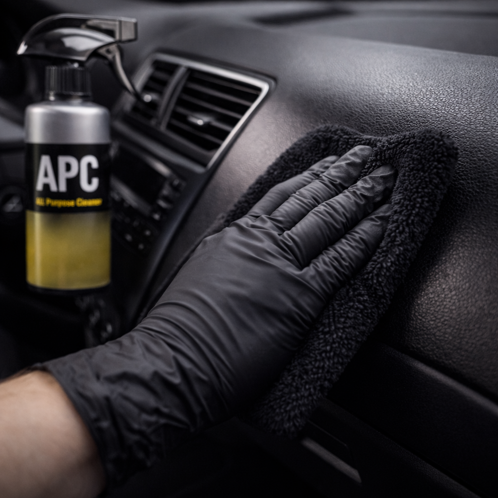 uso limpiador apc coche interior aplicacion microfibra limpieza profesional