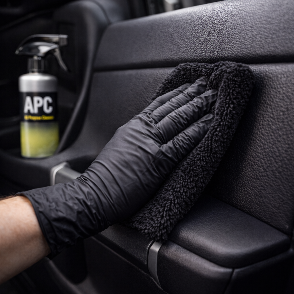 uso apc coche paso a paso limpieza interior detalle proceso microfibra