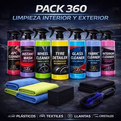 PACK 360 INTERIOR Y EXTERIOR - 7 PRODUCTOS - 500ml - 6 COMPLEMENTOS