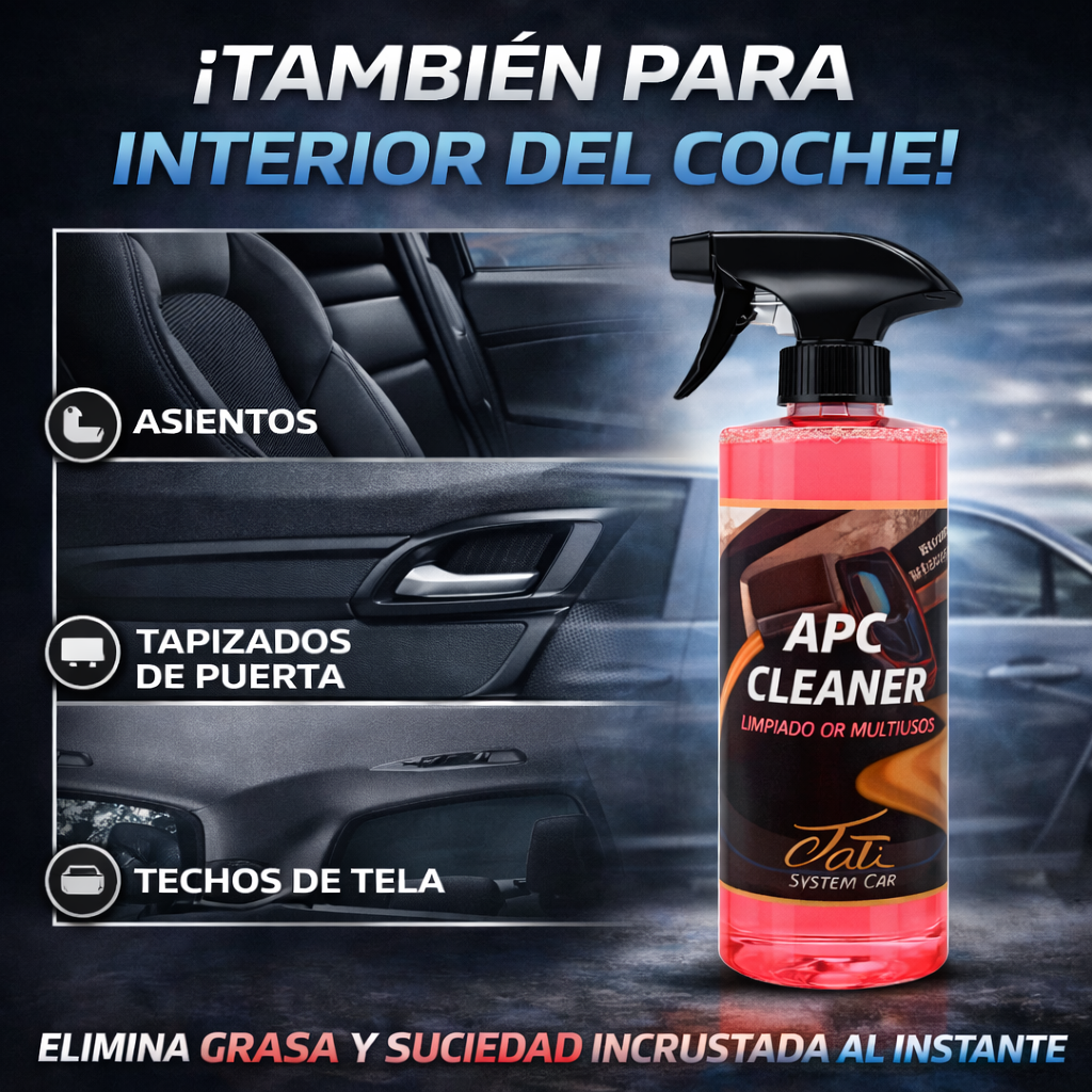 Pack detailing interior coche con limpieza profunda y brillo controlado en salpicadero, asientos y cristales