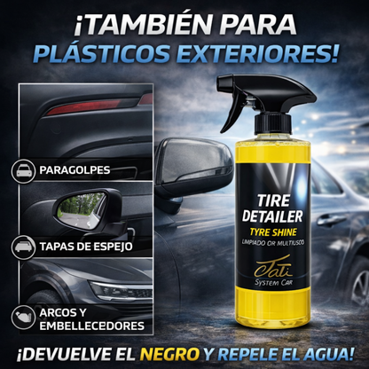 acabado natural en neumáticos coche sin exceso de producto