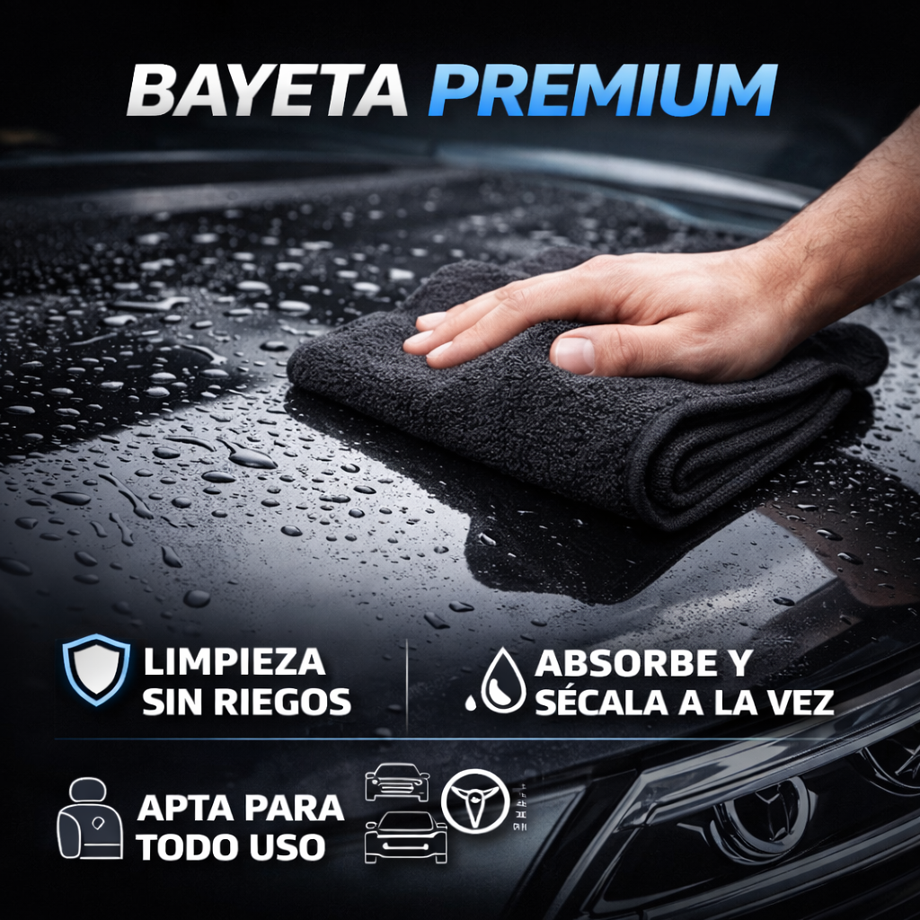 bayeta detailing coche negra para secado y acabado uniforme