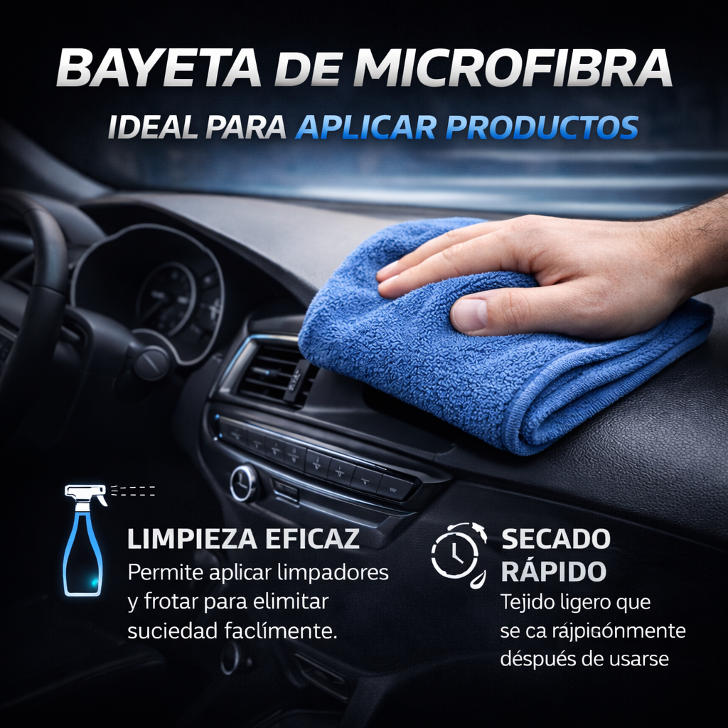 bayetas microfibra verde y azul para limpieza coche