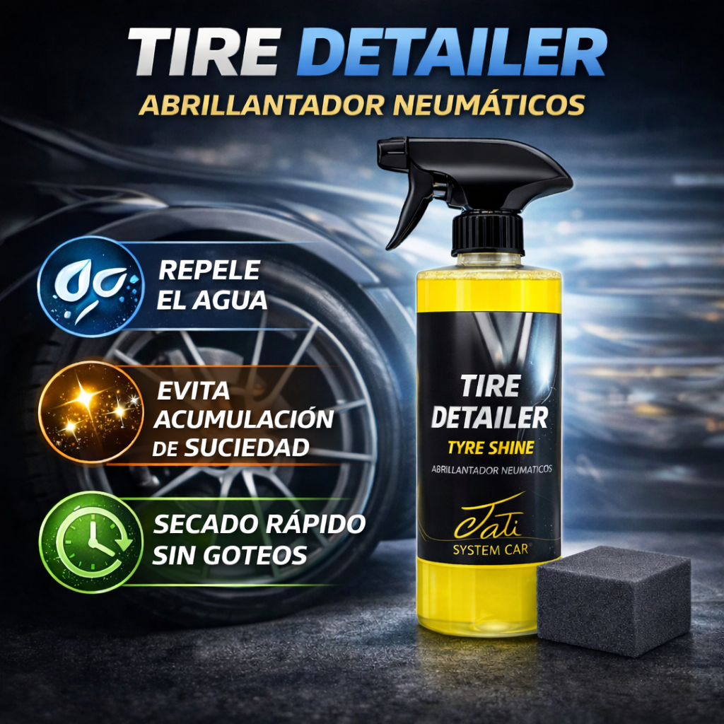 brillo en neumáticos coche sin efecto graso ni pegajoso