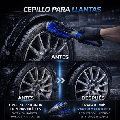 cepillo detailing llantas coche para zonas difíciles y radios
