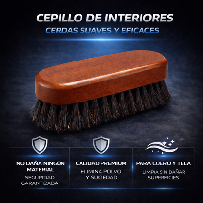 cepillo interiores coche con cerdas naturales para limpieza segura