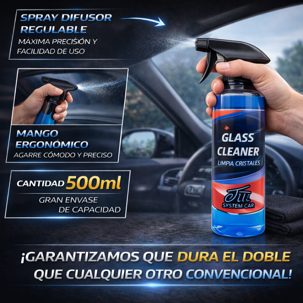 eliminar marcas en cristal de coche con limpiacristales profesional