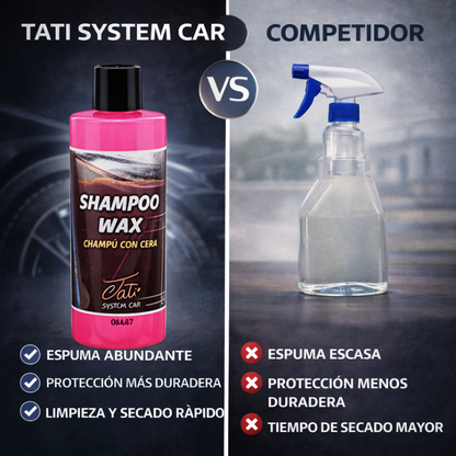 lavado brillante carrocería coche con champú con cera carnauba