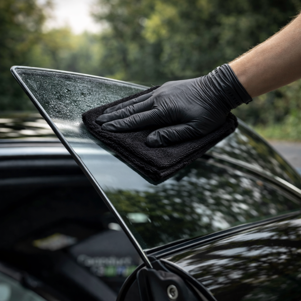 limpieza de cristales interior coche sin velos ni residuos con acabado transparente