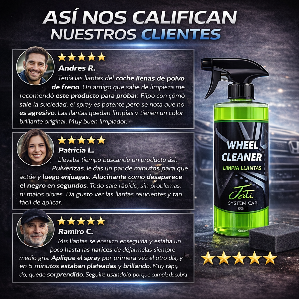 limpieza de radios de llanta coche con fórmula no férrica