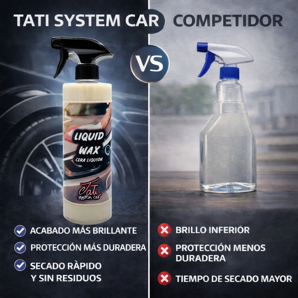 resultado tras aplicar cera líquida en coche