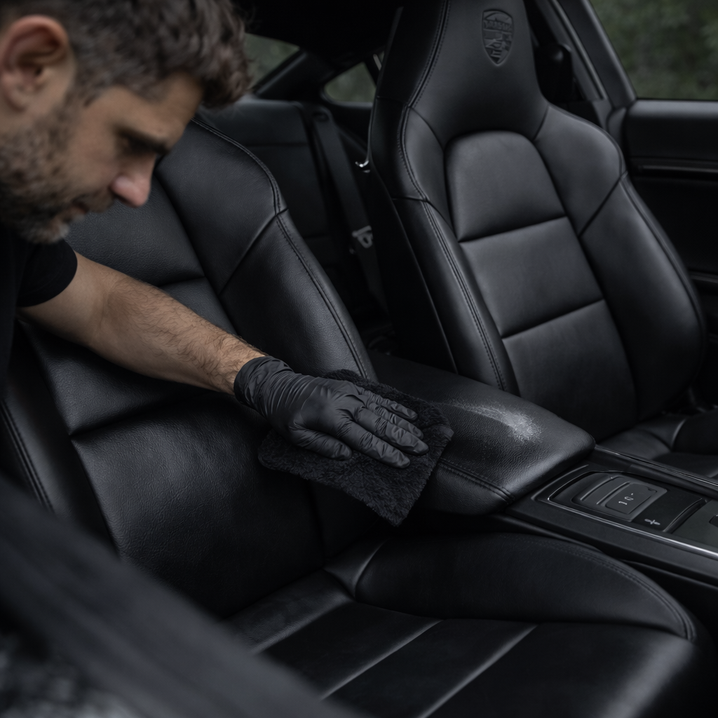 acabado natural en cuero coche sin brillo graso con tacto seco y aspecto como nuevo