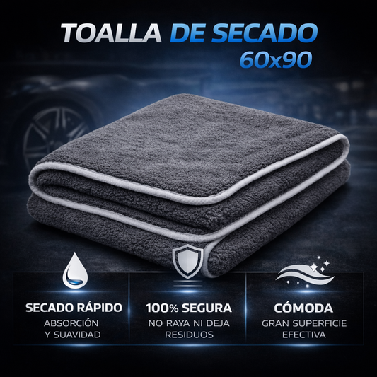 toalla de secado coche 60x90 500 g/m2 microfibra alta absorción